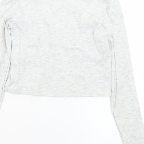 George Girls Grey  Cotton Cropped T-Shirt Size 7-8 Years Crew Neck