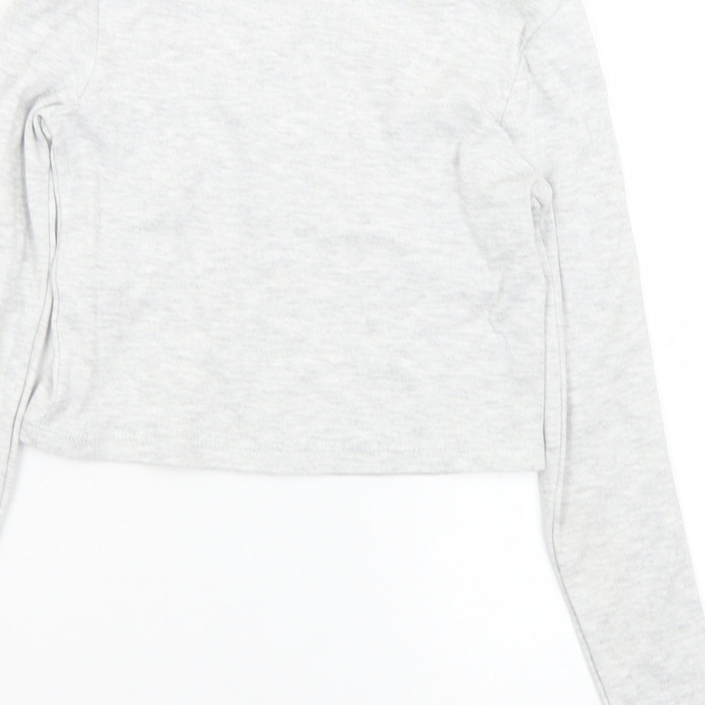 George Girls Grey  Cotton Cropped T-Shirt Size 7-8 Years Crew Neck