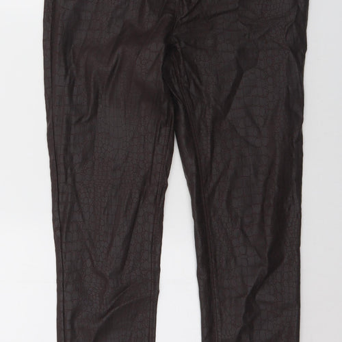 NEXT Womens Brown Animal Print Viscose Pedal Pusher Trousers Size 12 L30 in Regular