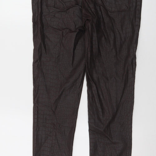 NEXT Womens Brown Animal Print Viscose Pedal Pusher Trousers Size 12 L30 in Regular