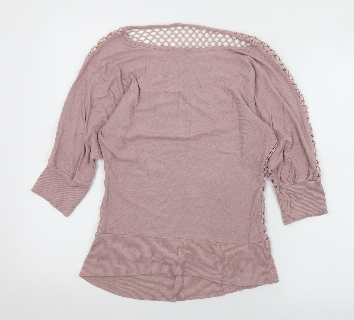 Preworn Womens Purple  Polyester Jersey T-Shirt Size S Boat Neck