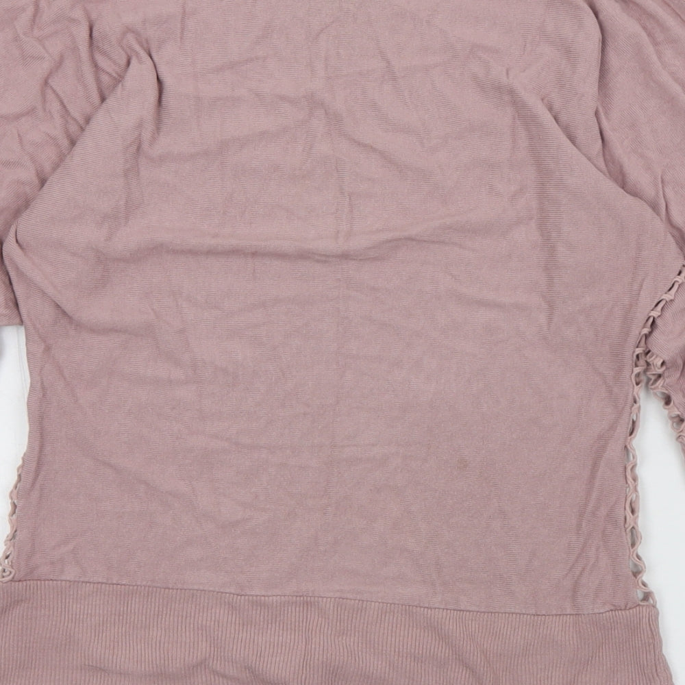 Preworn Womens Purple  Polyester Jersey T-Shirt Size S Boat Neck
