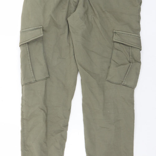 F&F Mens Green  Cotton Cargo Trousers Size 34 in L32 in Regular Drawstring