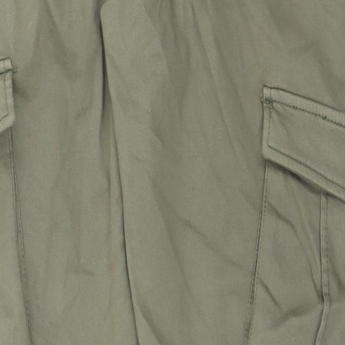 F&F Mens Green  Cotton Cargo Trousers Size 34 in L32 in Regular Drawstring