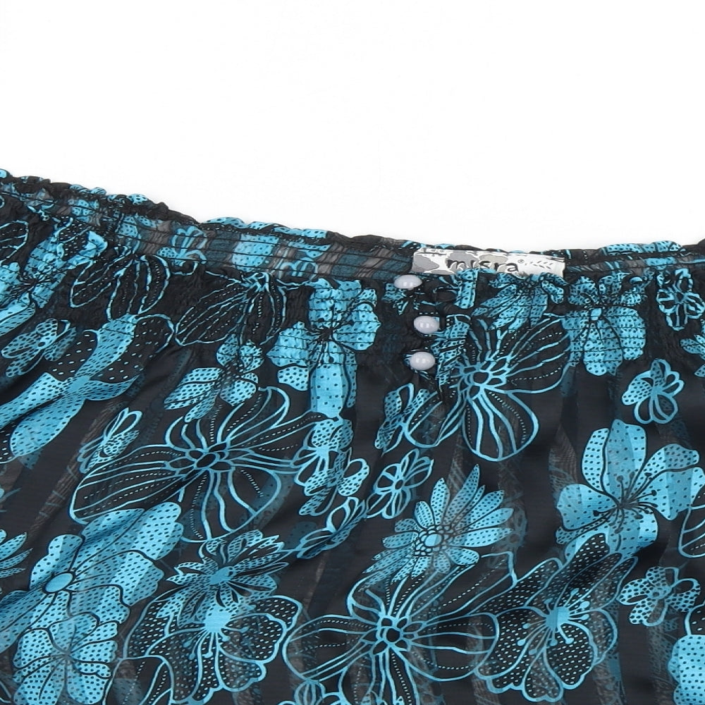 Misra Womens Black Floral Polyester Basic Blouse Size S Off the Shoulder