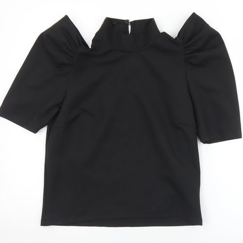 Pieces Womens Black  Viscose Jersey T-Shirt Size M Mock Neck