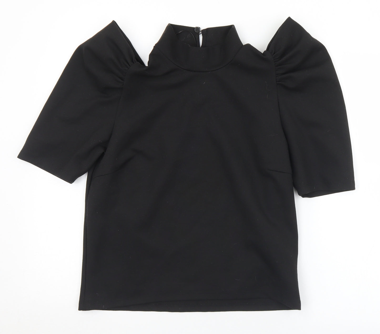 Pieces Womens Black  Viscose Jersey T-Shirt Size M Mock Neck