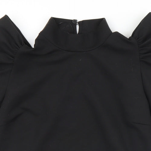 Pieces Womens Black  Viscose Jersey T-Shirt Size M Mock Neck