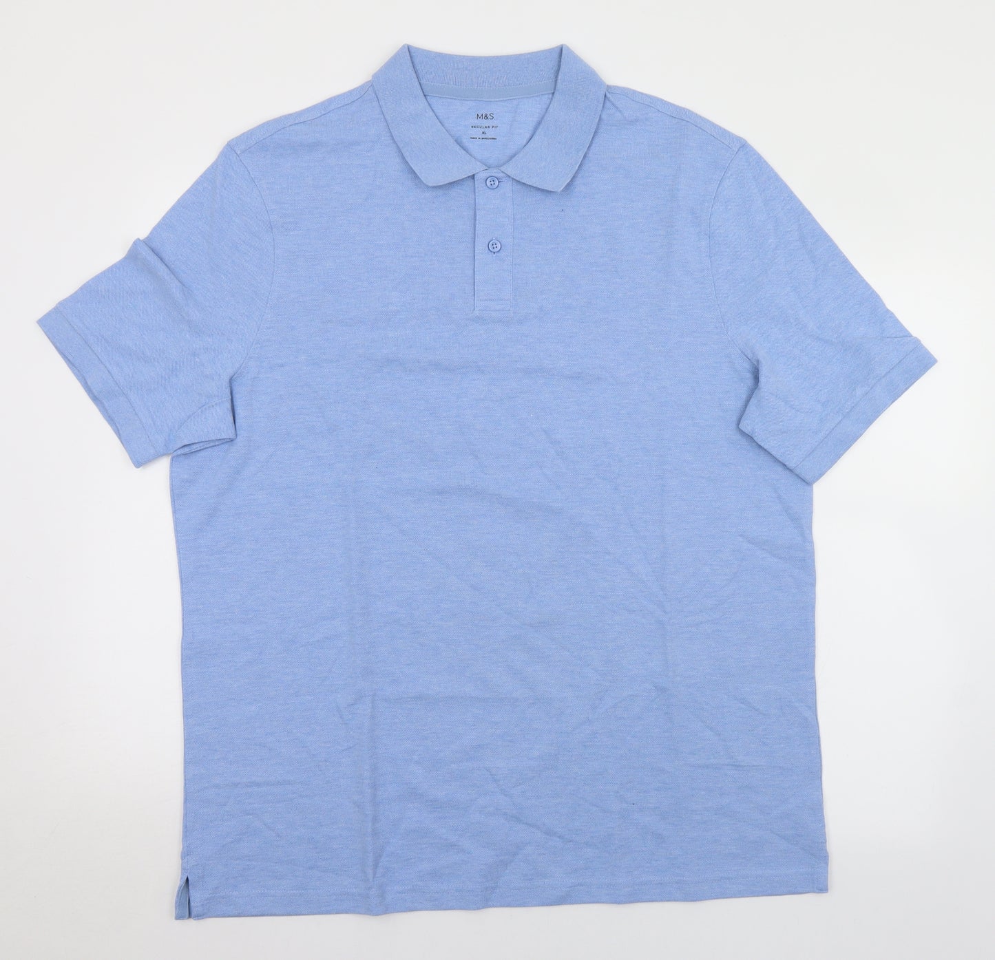 Marks and Spencer Mens Blue  Cotton  Polo Size XL Collared Button