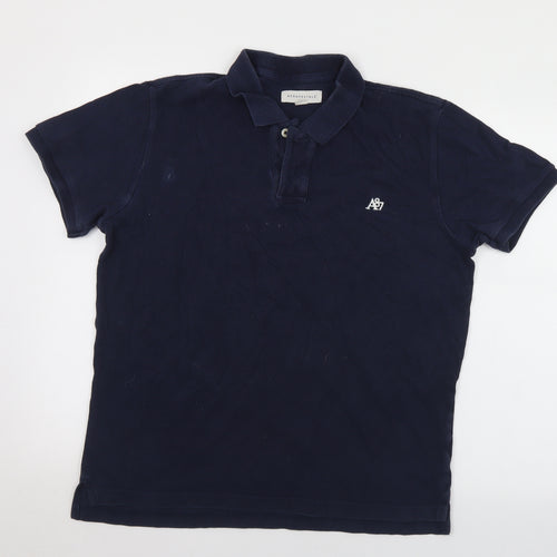 Areopostale Mens Blue  Cotton  Polo Size L Collared Button
