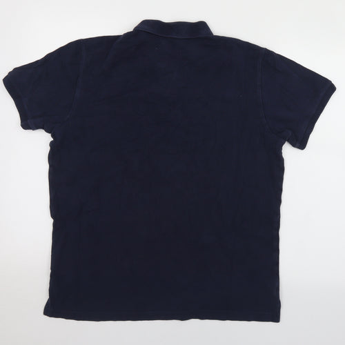 Areopostale Mens Blue  Cotton  Polo Size L Collared Button