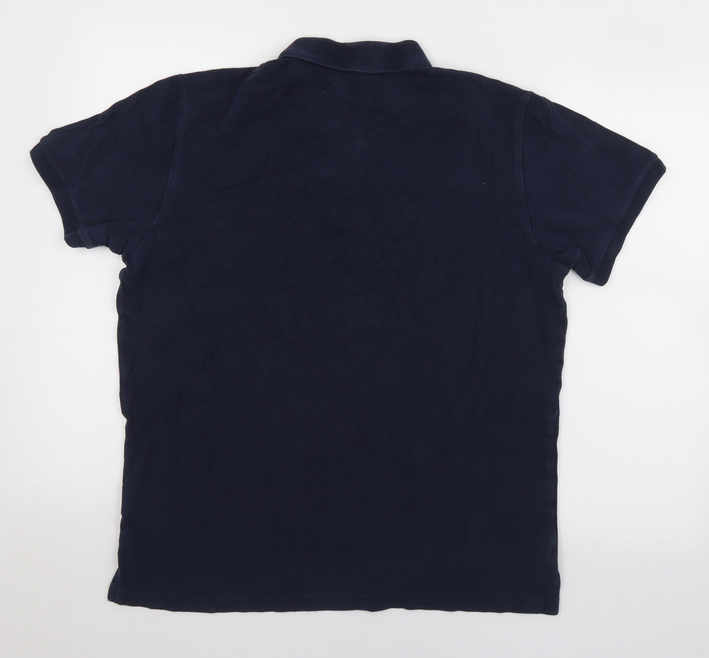 Areopostale Mens Blue  Cotton  Polo Size L Collared Button