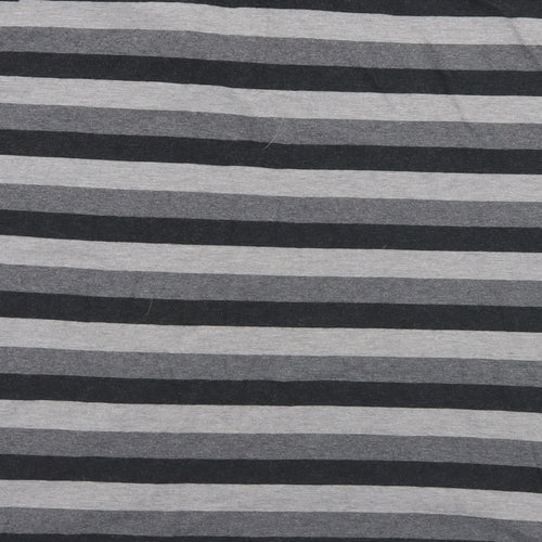 Dunnes Stores Mens Grey Striped Cotton  Polo Size 2XL Collared Button