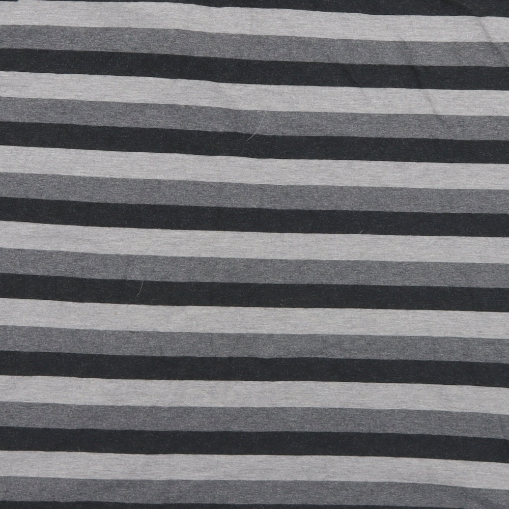 Dunnes Stores Mens Grey Striped Cotton  Polo Size 2XL Collared Button