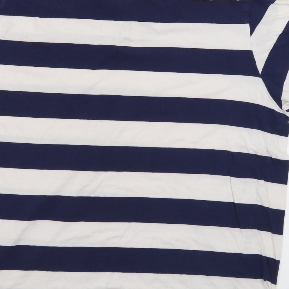 Lee Cooper Mens Blue Striped Cotton  Polo Size 3XL Collared Button