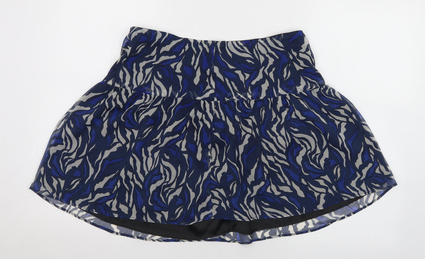 Hush Womens Blue Animal Print Polyester A-Line Skirt Size 14   Zip