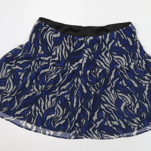 Hush Womens Blue Animal Print Polyester A-Line Skirt Size 14   Zip