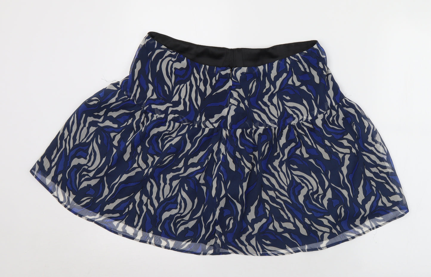 Hush Womens Blue Animal Print Polyester A-Line Skirt Size 14   Zip