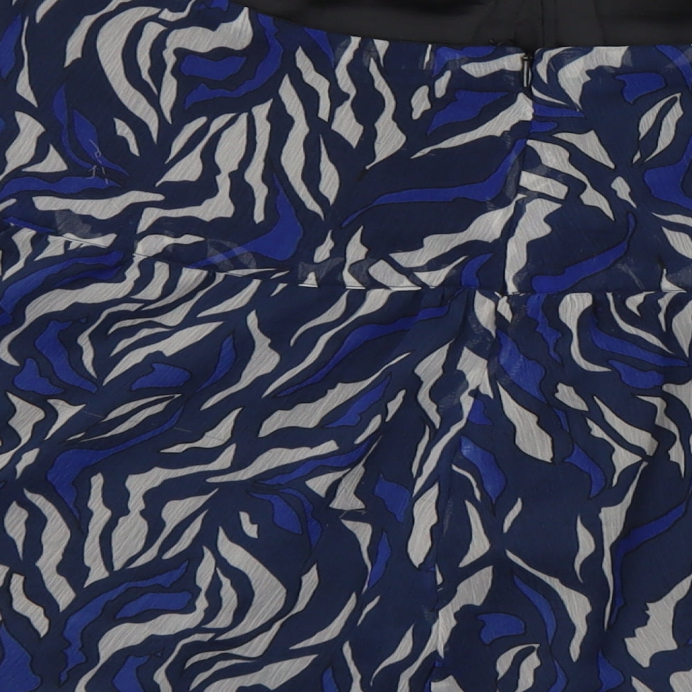 Hush Womens Blue Animal Print Polyester A-Line Skirt Size 14   Zip