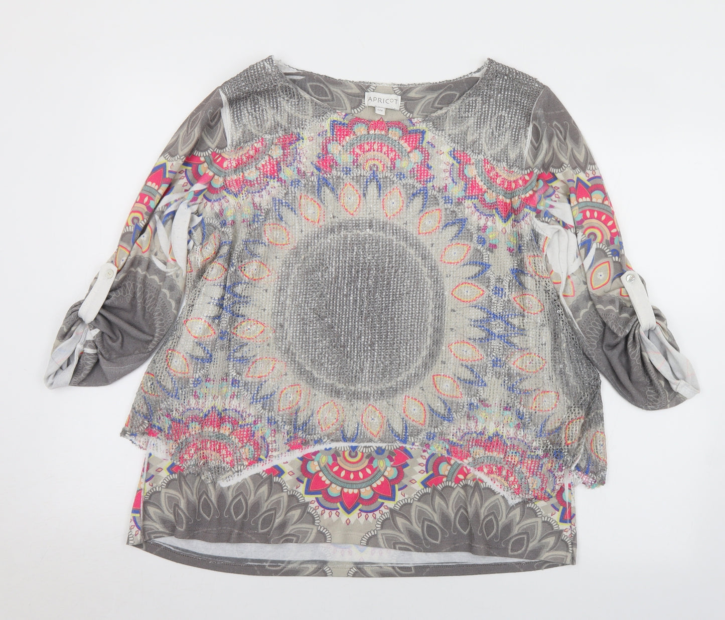 Apricot Womens Multicoloured Geometric Polyester Basic T-Shirt Size S Round Neck - S/M