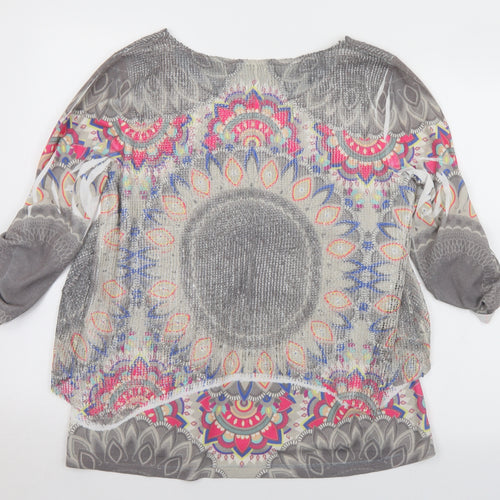 Apricot Womens Multicoloured Geometric Polyester Basic T-Shirt Size S Round Neck - S/M