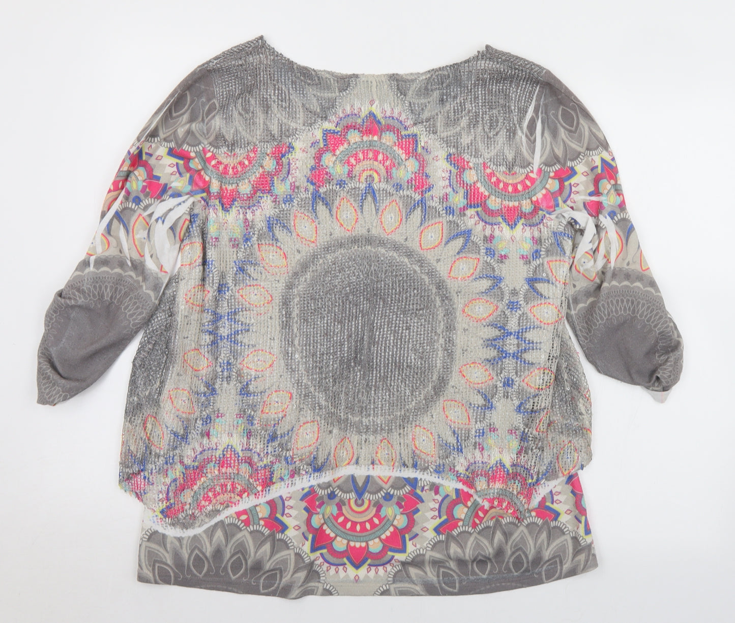 Apricot Womens Multicoloured Geometric Polyester Basic T-Shirt Size S Round Neck - S/M