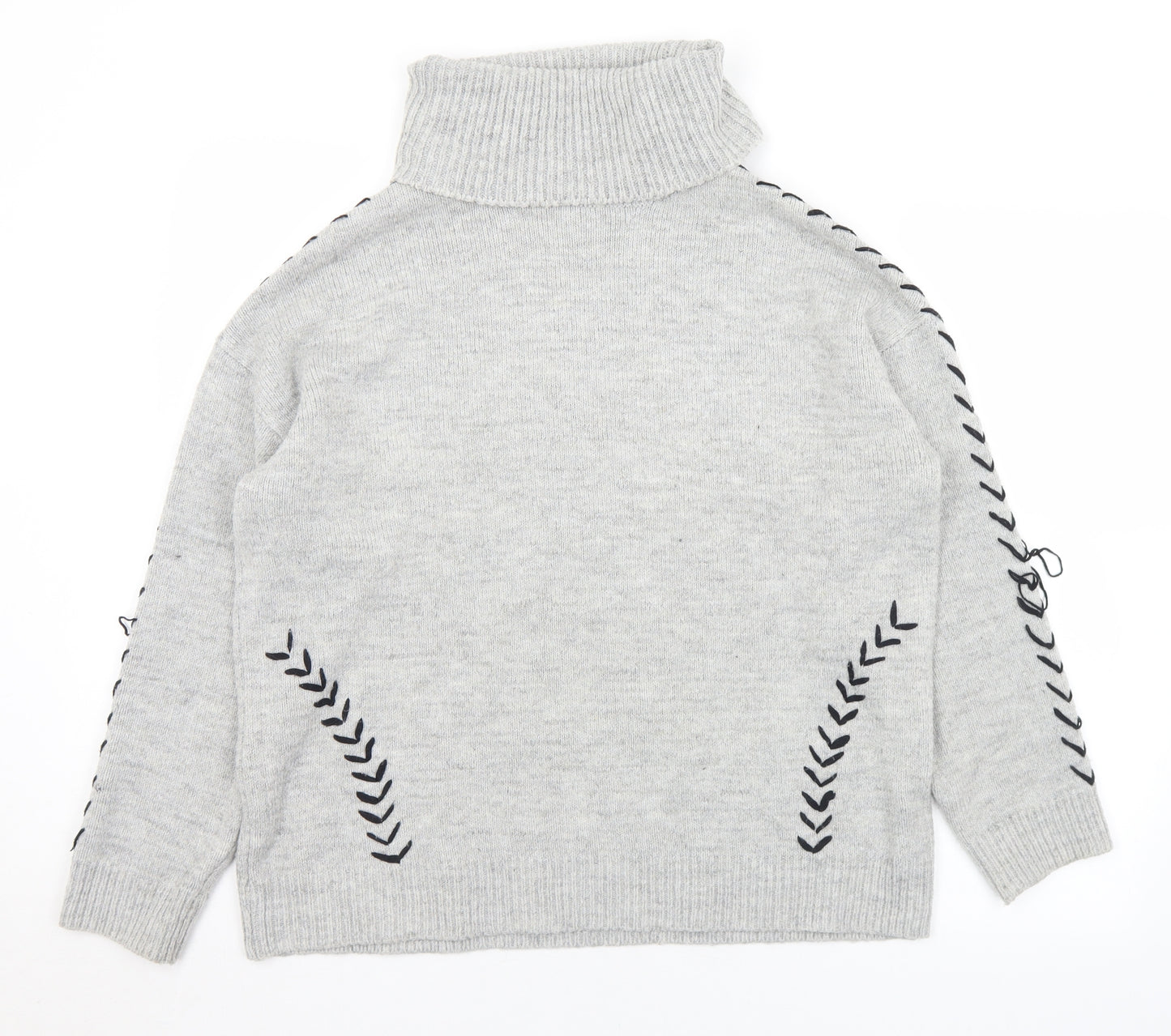 Dorothy Perkins Womens Grey Roll Neck  Acrylic Pullover Jumper Size 12