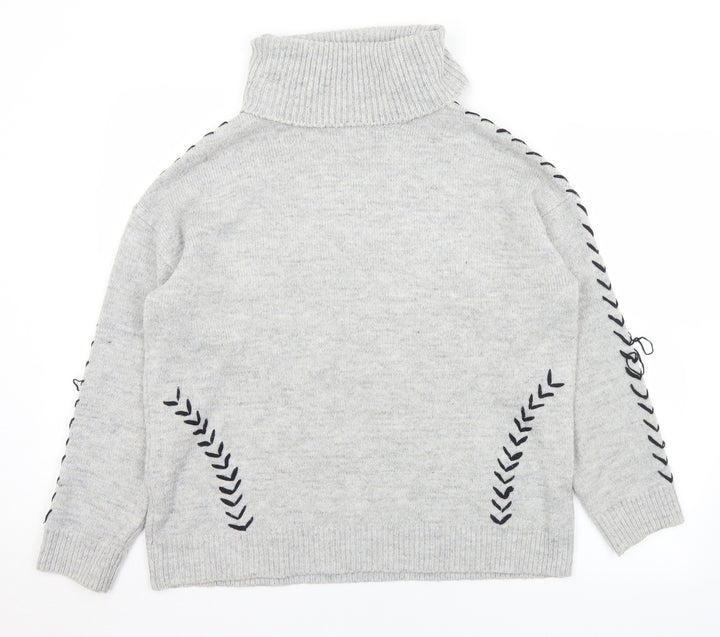Dorothy Perkins Womens Grey Roll Neck Acrylic Pullover Jumper Size 12