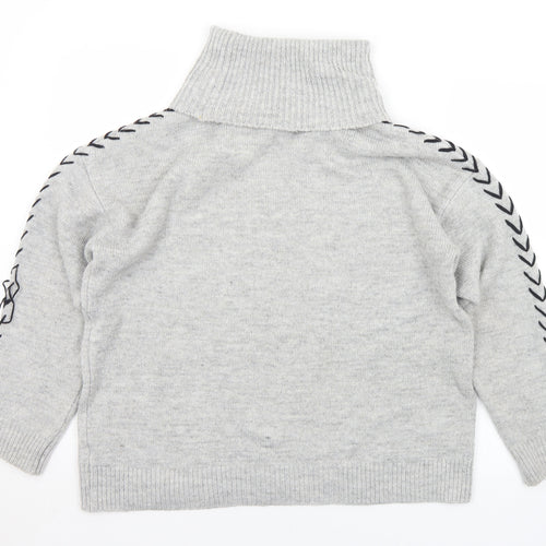 Dorothy Perkins Womens Grey Roll Neck  Acrylic Pullover Jumper Size 12