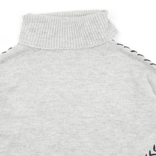 Dorothy Perkins Womens Grey Roll Neck  Acrylic Pullover Jumper Size 12