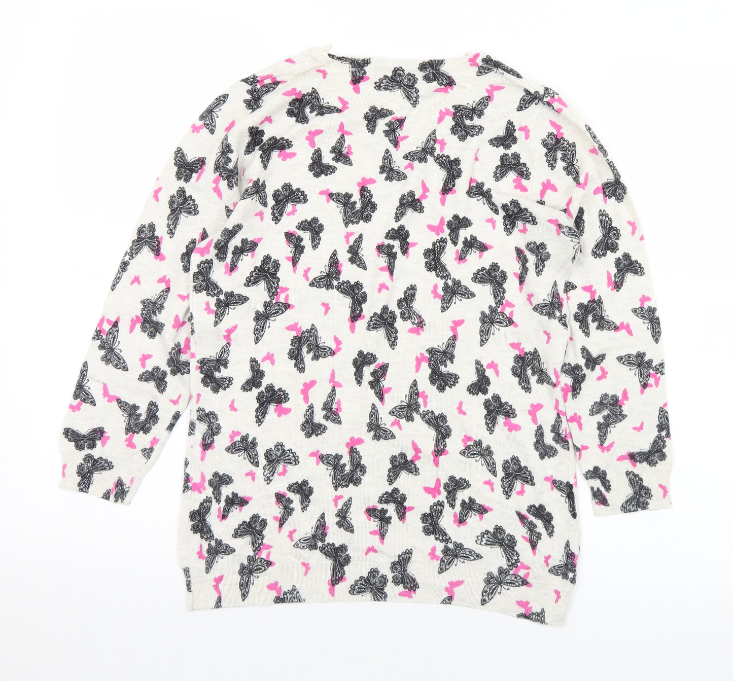 Marks and Spencer Womens Multicoloured Round Neck Geometric Viscose Pullover Jumper Size 10   - Butterflies