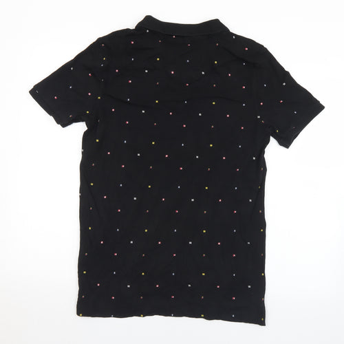 Paul Shark Mens Black Geometric Cotton  Polo Size S Collared Button - S/M