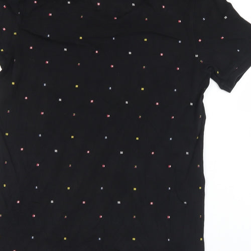 Paul Shark Mens Black Geometric Cotton  Polo Size S Collared Button - S/M