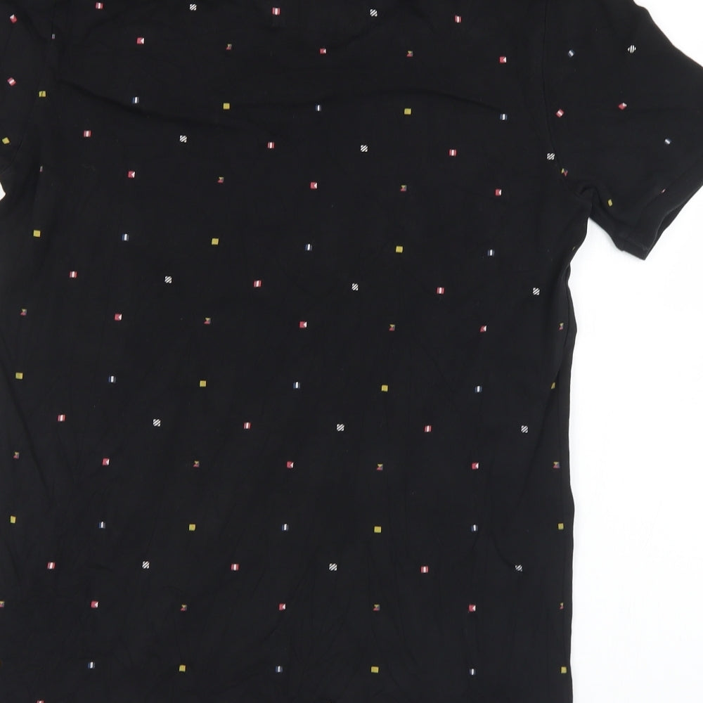 Paul Shark Mens Black Geometric Cotton  Polo Size S Collared Button - S/M