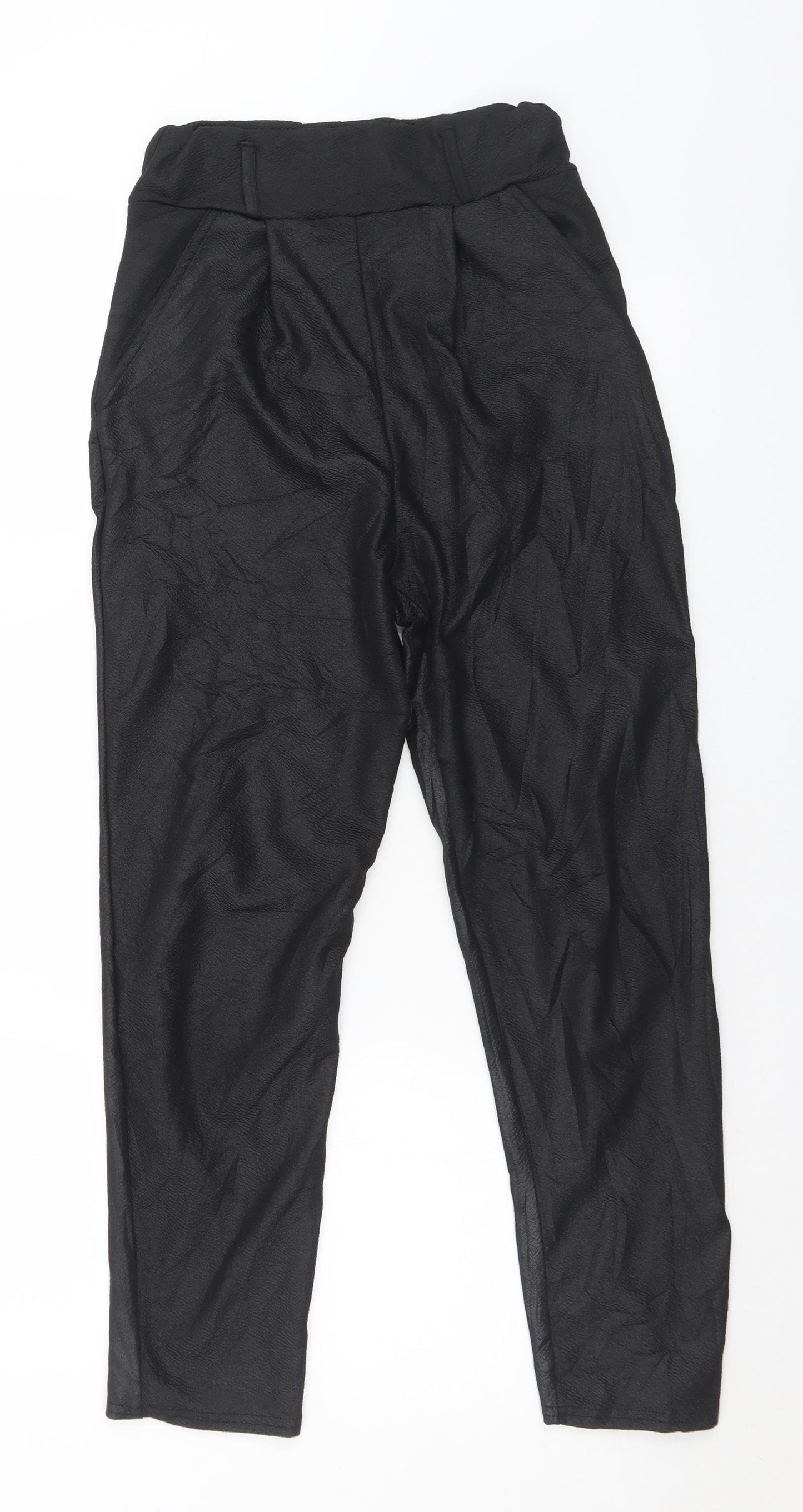 PRETTYLITTLETHING Womens Black  Polyester Cropped Leggings Size 8 L25 in