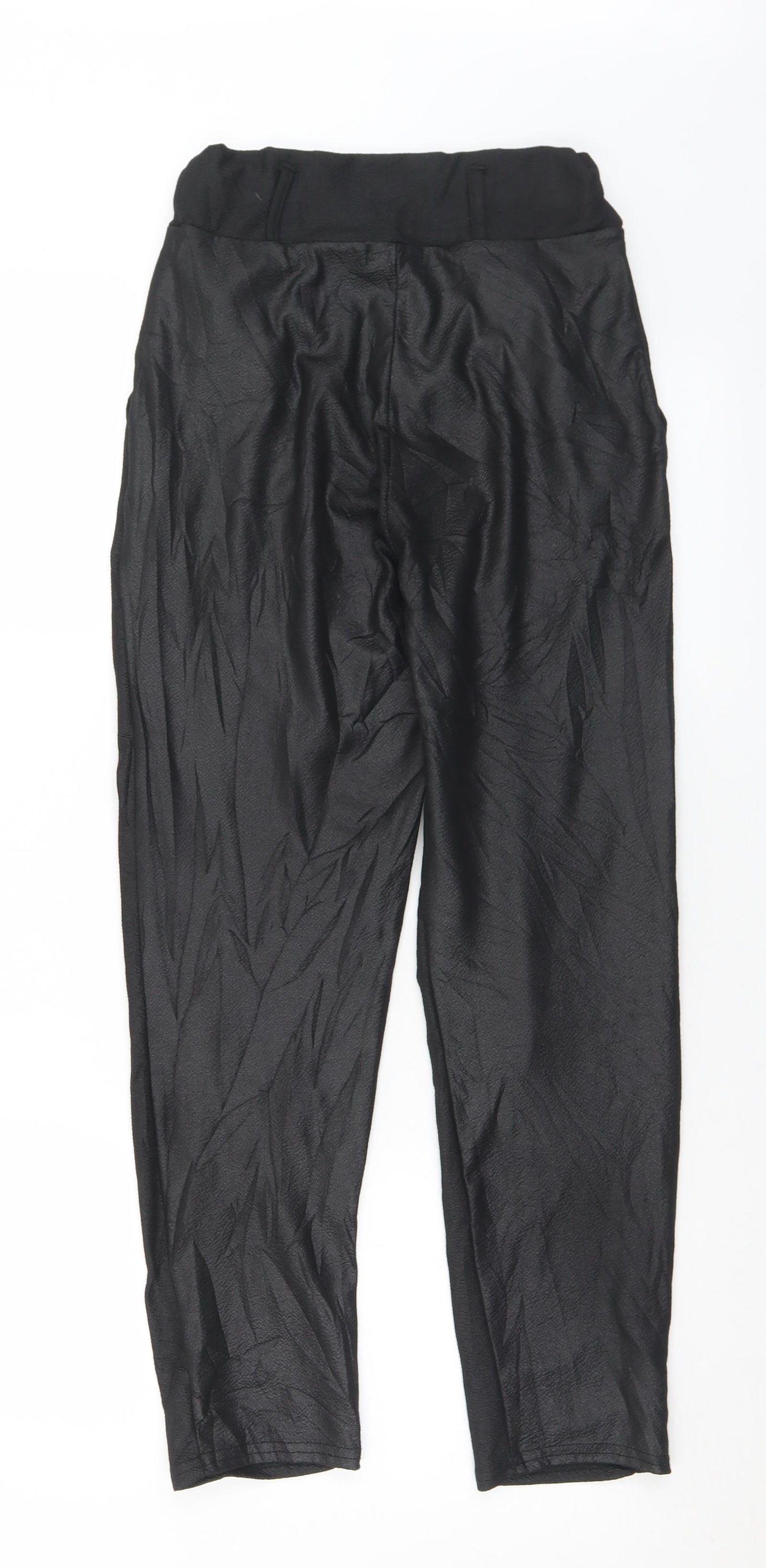 PRETTYLITTLETHING Womens Black  Polyester Cropped Leggings Size 8 L25 in