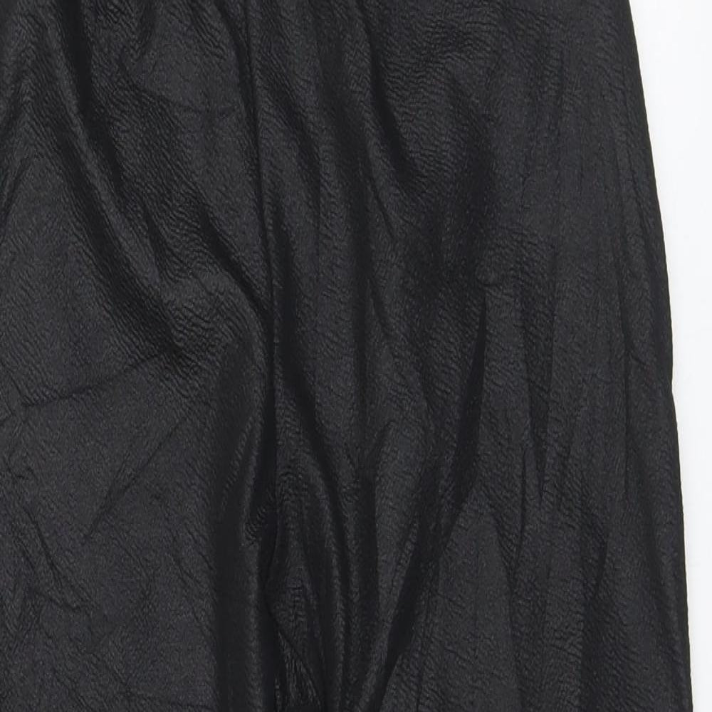 PRETTYLITTLETHING Womens Black  Polyester Cropped Leggings Size 8 L25 in