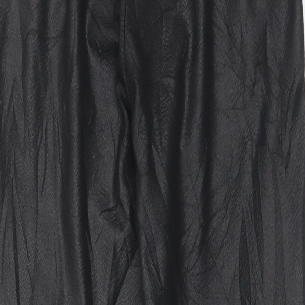 PRETTYLITTLETHING Womens Black  Polyester Cropped Leggings Size 8 L25 in