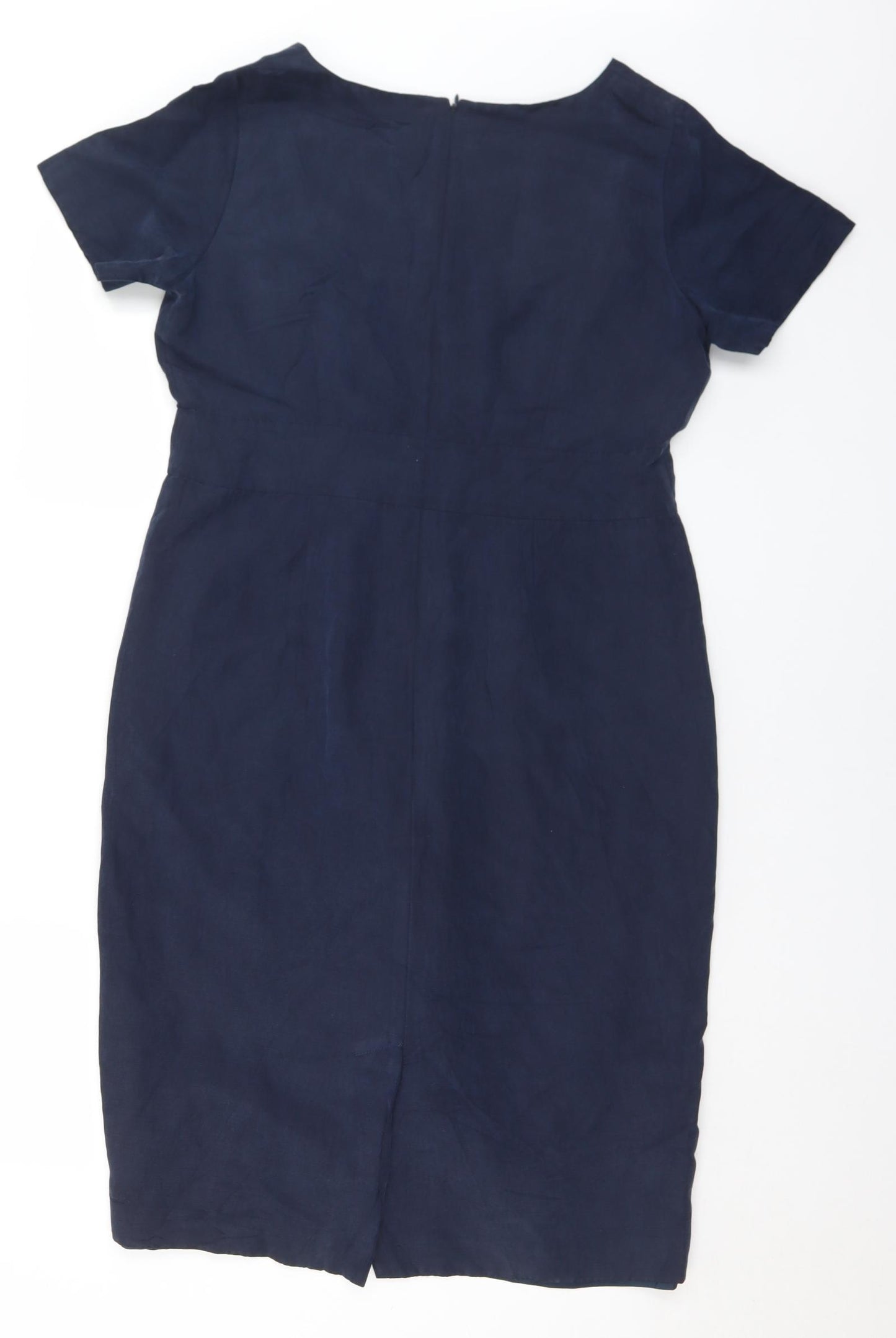 Pure Womens Blue  Linen Shift  Size 14  V-Neck Zip