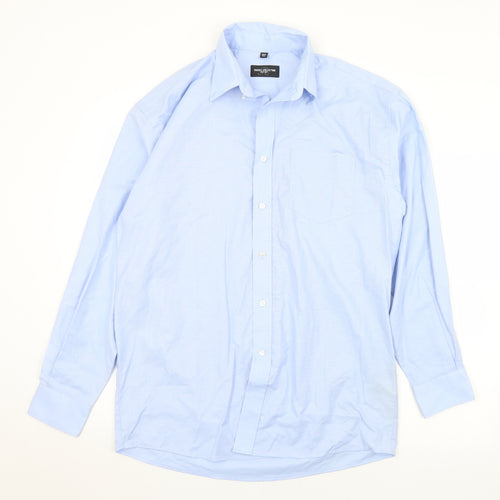 Russell Mens Blue  Cotton  Button-Up Size 15.5 Collared Button