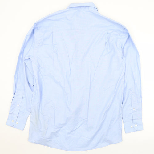 Russell Mens Blue  Cotton  Button-Up Size 15.5 Collared Button