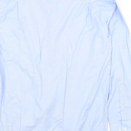 Russell Mens Blue  Cotton  Button-Up Size 15.5 Collared Button
