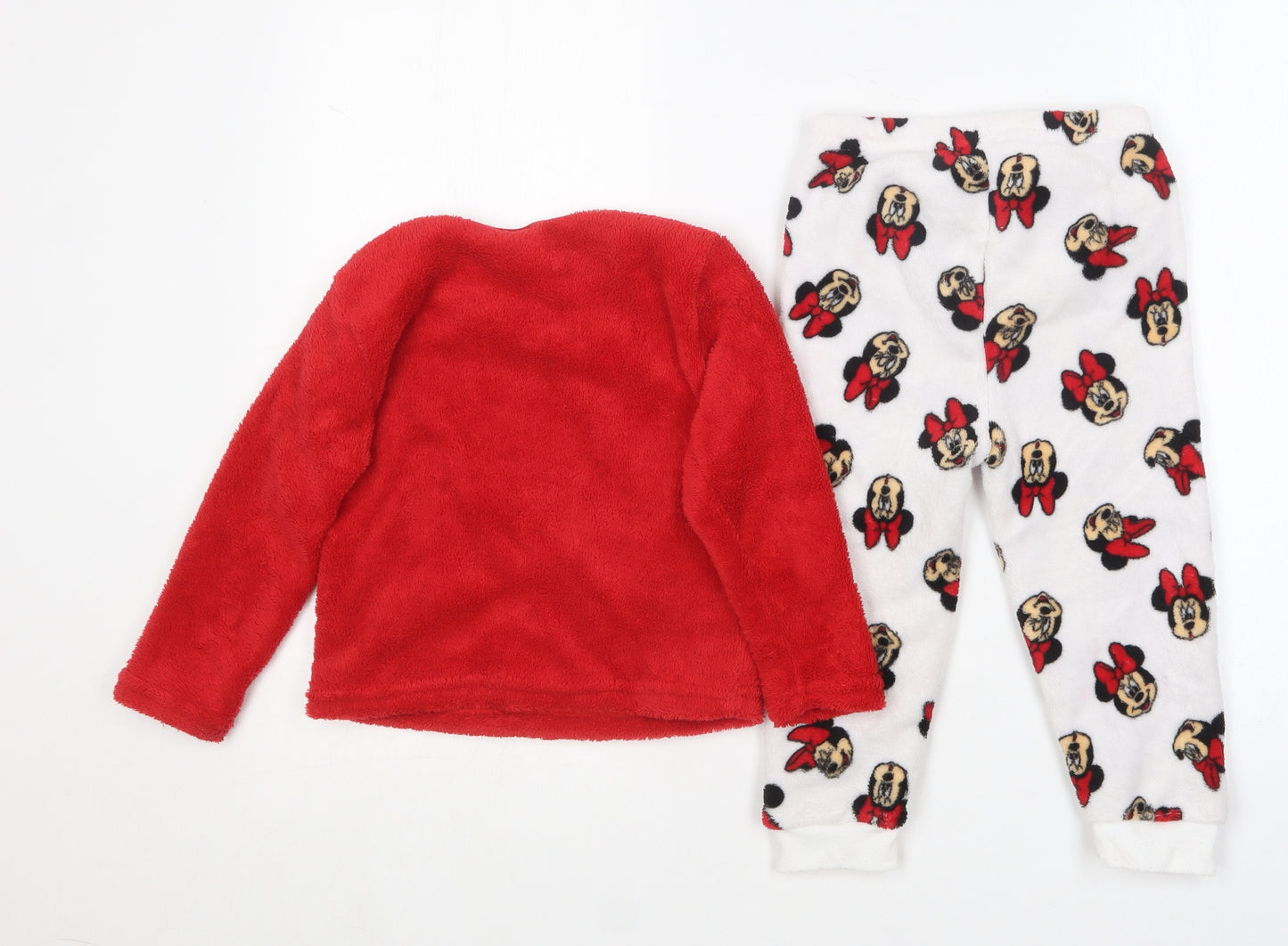 Primark Girls Red Geometric Polyester Top Pyjama Set Size 2-3 Years   - Minnie Mouse