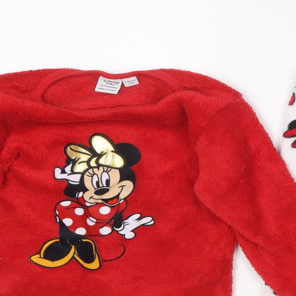 Primark Girls Red Geometric Polyester Top Pyjama Set Size 2-3 Years   - Minnie Mouse