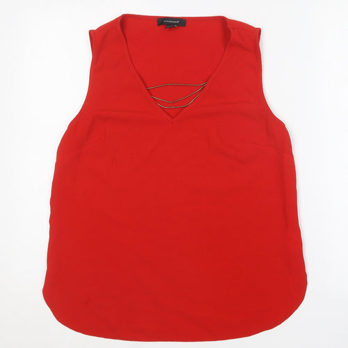 Primark Womens Red  Polyester Basic Blouse Size 12 V-Neck