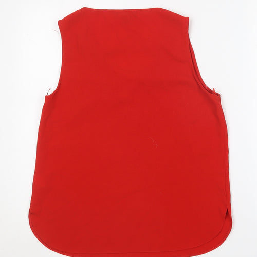 Primark Womens Red  Polyester Basic Blouse Size 12 V-Neck