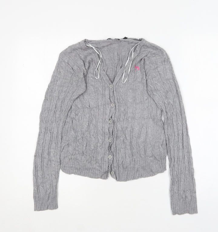 Brave Soul Womens Grey V-Neck Viscose Cardigan Jumper Size XS