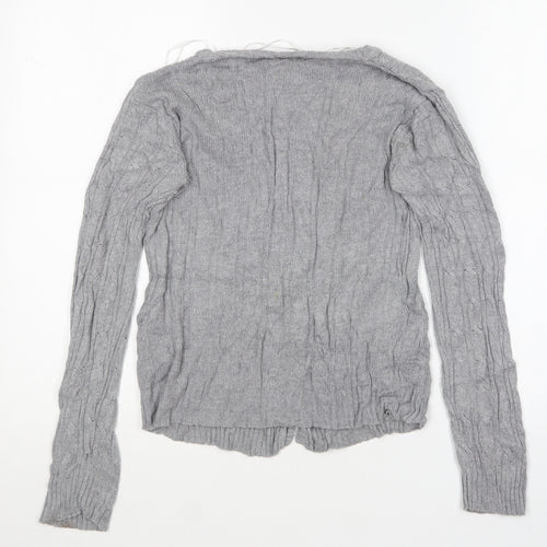 Brave Soul Womens Grey V-Neck  Viscose Cardigan Jumper Size XS