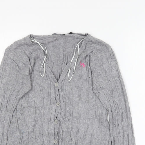 Brave Soul Womens Grey V-Neck  Viscose Cardigan Jumper Size XS
