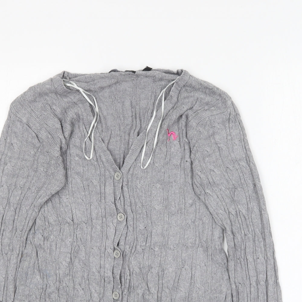 Brave Soul Womens Grey V-Neck  Viscose Cardigan Jumper Size XS